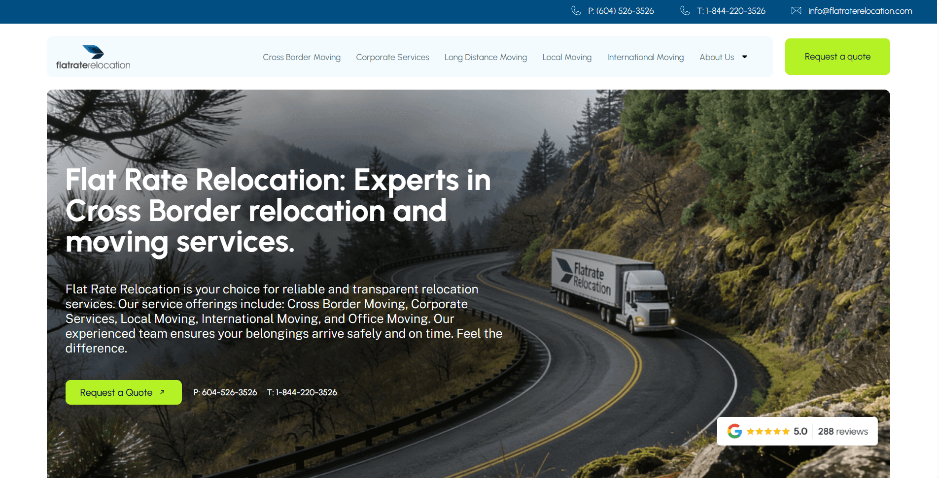 Flat Rate Relocation website homepage, redesigned by AnchorzUp